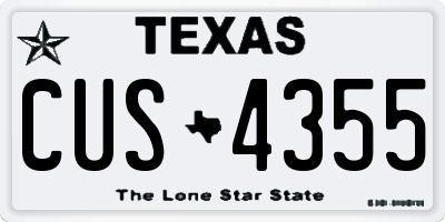 TX license plate CUS4355