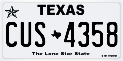 TX license plate CUS4358