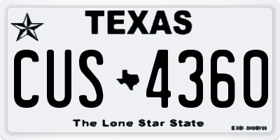 TX license plate CUS4360