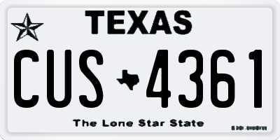 TX license plate CUS4361