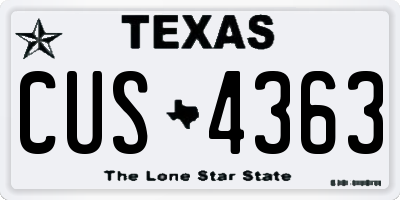 TX license plate CUS4363