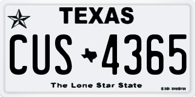 TX license plate CUS4365