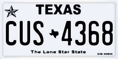 TX license plate CUS4368