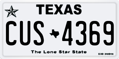 TX license plate CUS4369