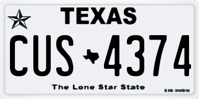TX license plate CUS4374