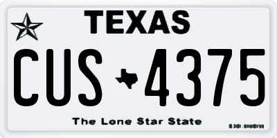 TX license plate CUS4375