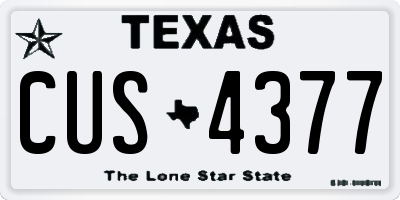 TX license plate CUS4377