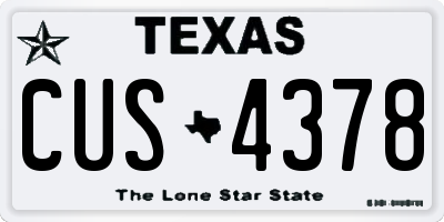 TX license plate CUS4378