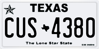 TX license plate CUS4380