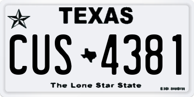 TX license plate CUS4381