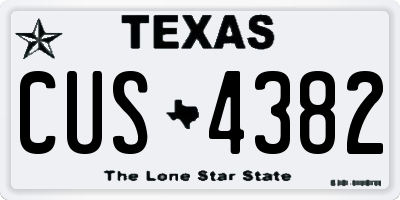 TX license plate CUS4382