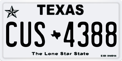 TX license plate CUS4388