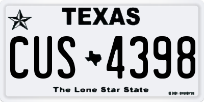 TX license plate CUS4398