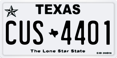 TX license plate CUS4401