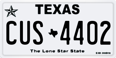 TX license plate CUS4402
