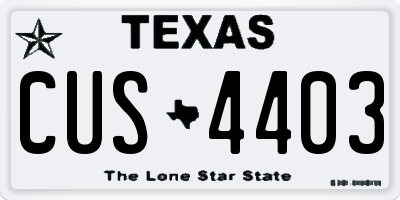 TX license plate CUS4403