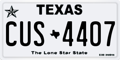 TX license plate CUS4407