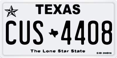 TX license plate CUS4408
