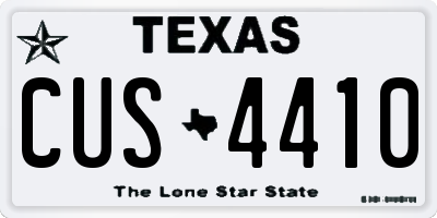 TX license plate CUS4410