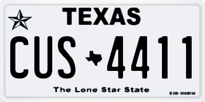 TX license plate CUS4411