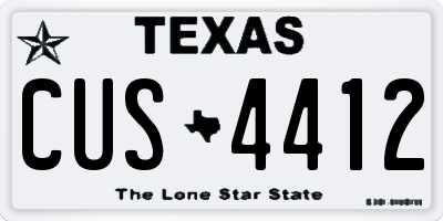 TX license plate CUS4412