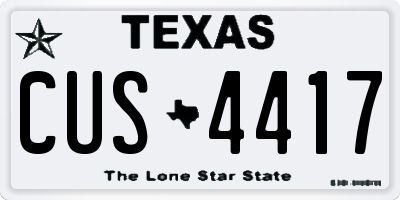 TX license plate CUS4417