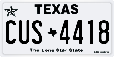 TX license plate CUS4418