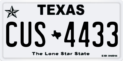TX license plate CUS4433