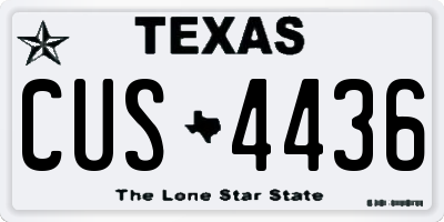TX license plate CUS4436