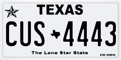TX license plate CUS4443