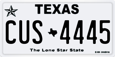 TX license plate CUS4445