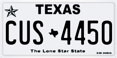 TX license plate CUS4450