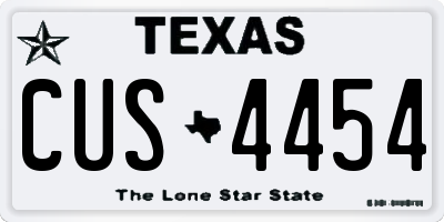 TX license plate CUS4454