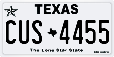 TX license plate CUS4455