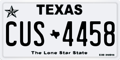 TX license plate CUS4458