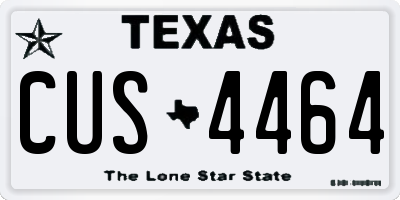 TX license plate CUS4464