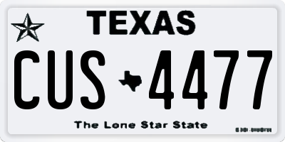 TX license plate CUS4477