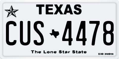 TX license plate CUS4478