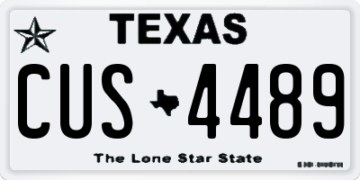 TX license plate CUS4489