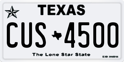 TX license plate CUS4500