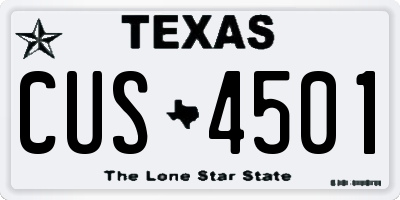 TX license plate CUS4501