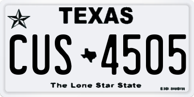 TX license plate CUS4505