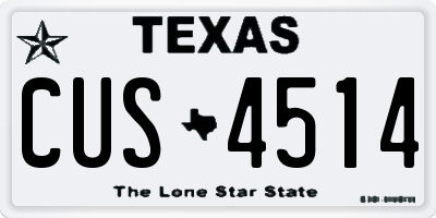 TX license plate CUS4514