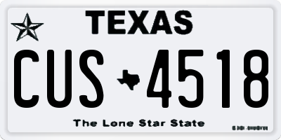 TX license plate CUS4518
