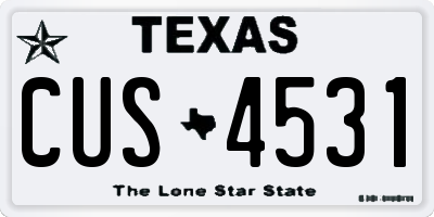 TX license plate CUS4531