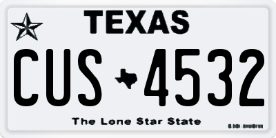 TX license plate CUS4532