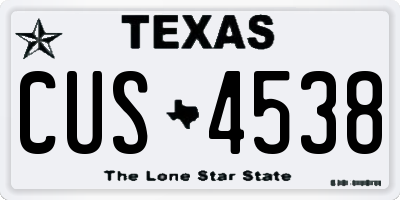 TX license plate CUS4538