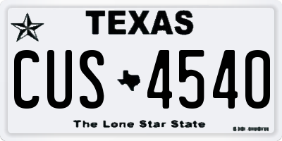 TX license plate CUS4540