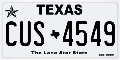 TX license plate CUS4549