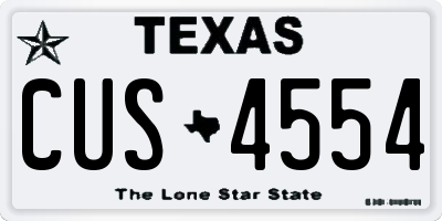 TX license plate CUS4554